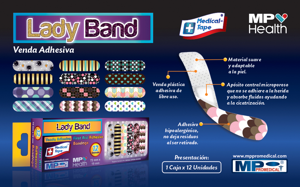 Cura Adhesiva Lady Band Caja X 12 Unidades MP Promedical