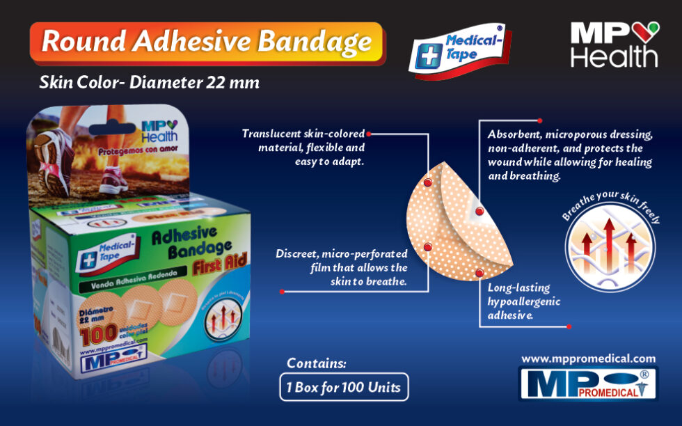 Round Adhesive Bandage Skin color for 100 units MP Promedical